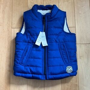 NWT Baby Gap Sherpa Fleece Winter Puffer Vest Blue 12-18 months
